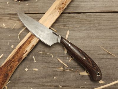 Mark Couch Damascus 3.75&quot; Fixed Blade / Wenge / 15N20 &amp; 1080