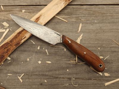  Mark Couch Damascus 4&quot; Fixed Blade/ Ligum Vitae / 15N20 &amp; 1080