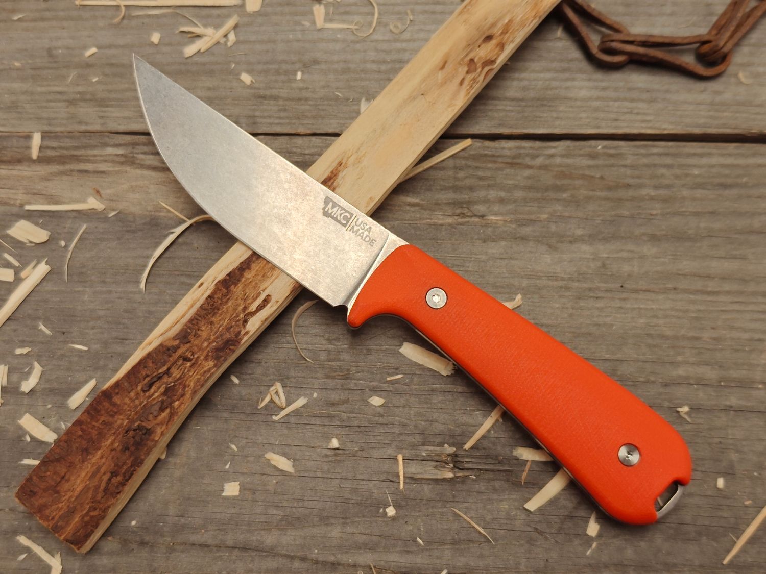 Montana Knife Co. Meateater Edition Stubhorn 4&quot; Fixed Blade / Orange G10 / Stonewash MagnaCut