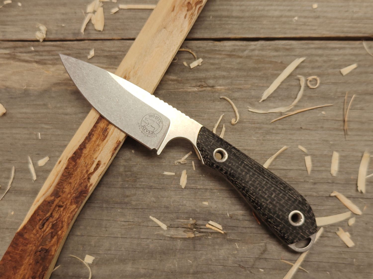 White River Model 1 Caper 3" Fixed Blade / Black Burlap Micarta / Stonewashed Magnacut