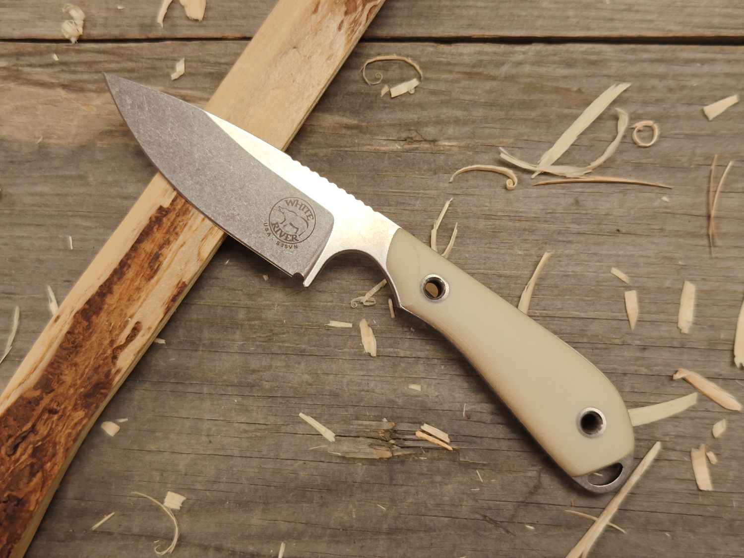 White River Knives Custom Model 1 3.5" Fixed Blade / Ivory Micarta / Stonewashed S35VN