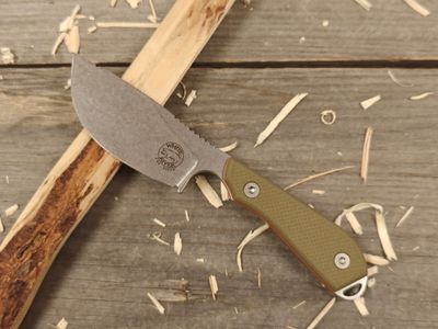 White River Model 1 Skinner 3.5" Fixed Blade / Green &amp; Orange G10 / StoneWash CPM S35VN