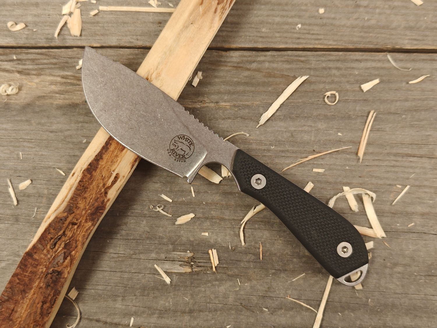 White River Knives M1 Skinner 3" Fixed Blade / Black Textured G10 / Stonewash S35VN