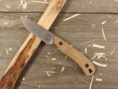 White River Axiom 3" Fixed Blade / Natural Micarta w/ Black Liner / Stonewashed Magnacut