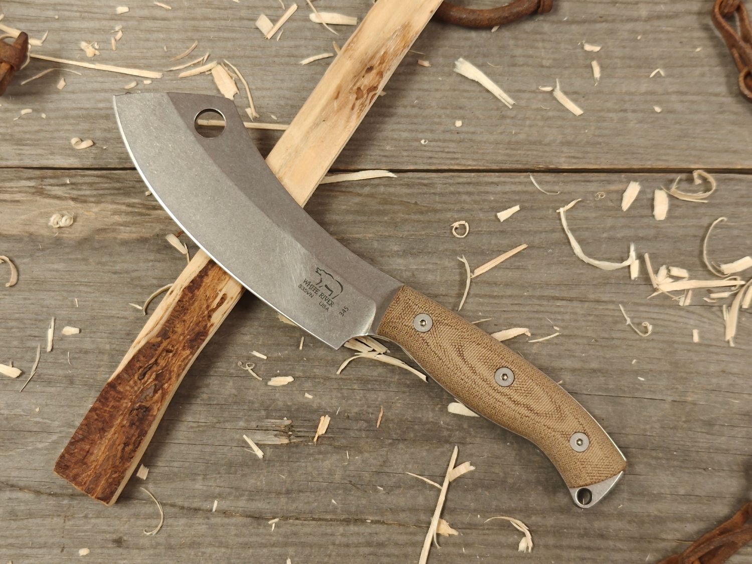 White River Knives 5.5&quot; Camp Cleaver / Olive Drab Micarta / Stonewashed S35VN (Pre-Owned)