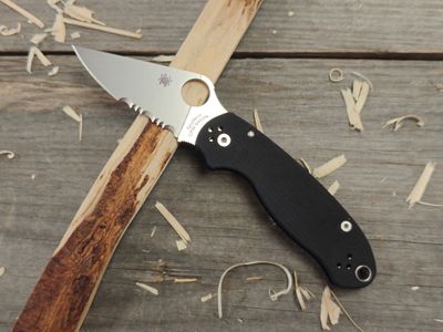 Spyderco Para 3 3&quot; Partially Serrated Compression Lock Knife / Black G10 / Satin CPM-S45V