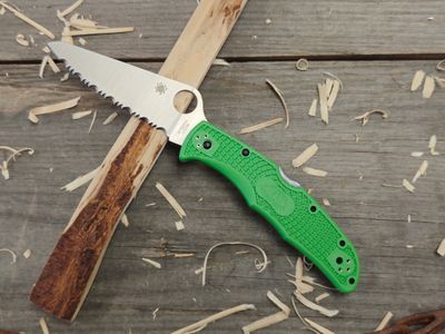 Spyderco Pacific Salt 2 3.4&quot; Fully Serrated Lockback / Green FRN / Satin LC200N