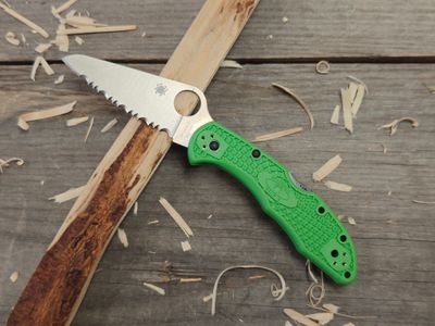 Spyderco Salt 2 Lightweight 3" Fully Serrated Lockback Folding / Green FRN / Satin LC200N