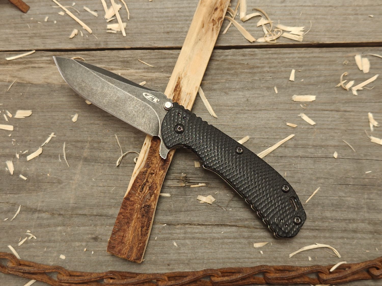 Zero Tolerance 0560 Hinderer 3.75&quot; Flipper Knife / Black G10 &amp; Titanium / Black StoneWash Elmax (Pre-Owned)