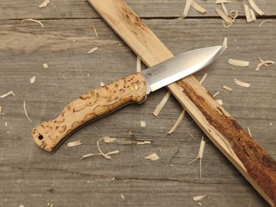 Casstrom Lars Fält 3&quot; Lockback Knife / Curly Birch / Satin Sandvik 14C28N