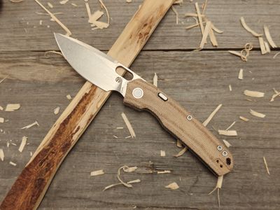 Vosteed Psyop 3.5&quot; Top Liner Lock Folding / Natural Norplex UlteX Micarta / Stonewash Elmax