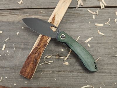 Vosteed Nightshade TH 3.3&quot; Linerlock / Green Micarta / Black Stonewash Nitro-V