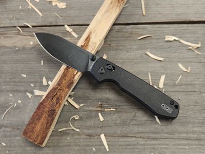Vosteed Raccoon 3.25&quot; Crossbar Lock Knife / Black Micarta / Black Stonewash 14C28N