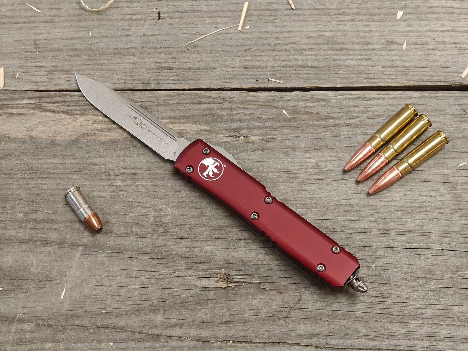 Microtech Ultratech S/E 3.4" OTF Automatic Knife / Merlot Aluminum / Stonewash M390