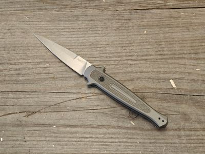 Kershaw Launch 8 3.4&quot; Automatic Knife / Grey Aluminum &amp; Carbon Fiber / Stonewash CPM-154