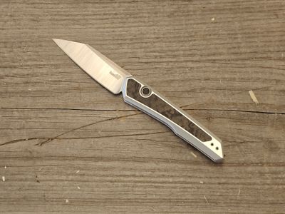 Kershaw Launch 20 3&quot; Button Automatic / Raw Aluminum &amp; Carbon Fiber / Satin MagnaCut