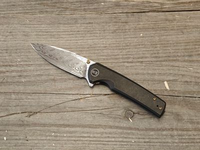 WE Knife Co. Subjugator 3.5" Frame Lock Knife / Black Titanium / Damascus CPM 20CV (Pre-Owned)