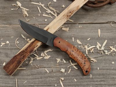 Fowler Custom Knives 981 3.25&quot; Fixed Blade / Redwood Burl / Dark Satin O1 (Pre-Owned)