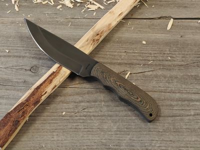 Fowler Custom Knives 1257 4.5&quot; Fixed Blade / Camo Micarta / Dark Satin O1 (Pre-Owned)