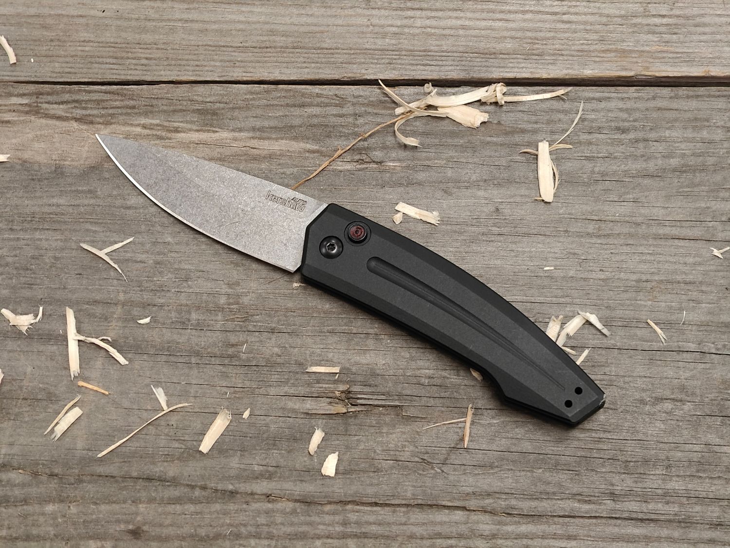 Kershaw Launch 2 3.4&quot; Push Button Auto / Black Aluminum / Stonewash CPM-154 (Pre-Owned)