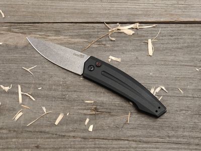 Kershaw Launch 2 3.4&quot; Push Button Auto / Black Aluminum / Stonewash CPM-154 (Pre-Owned)