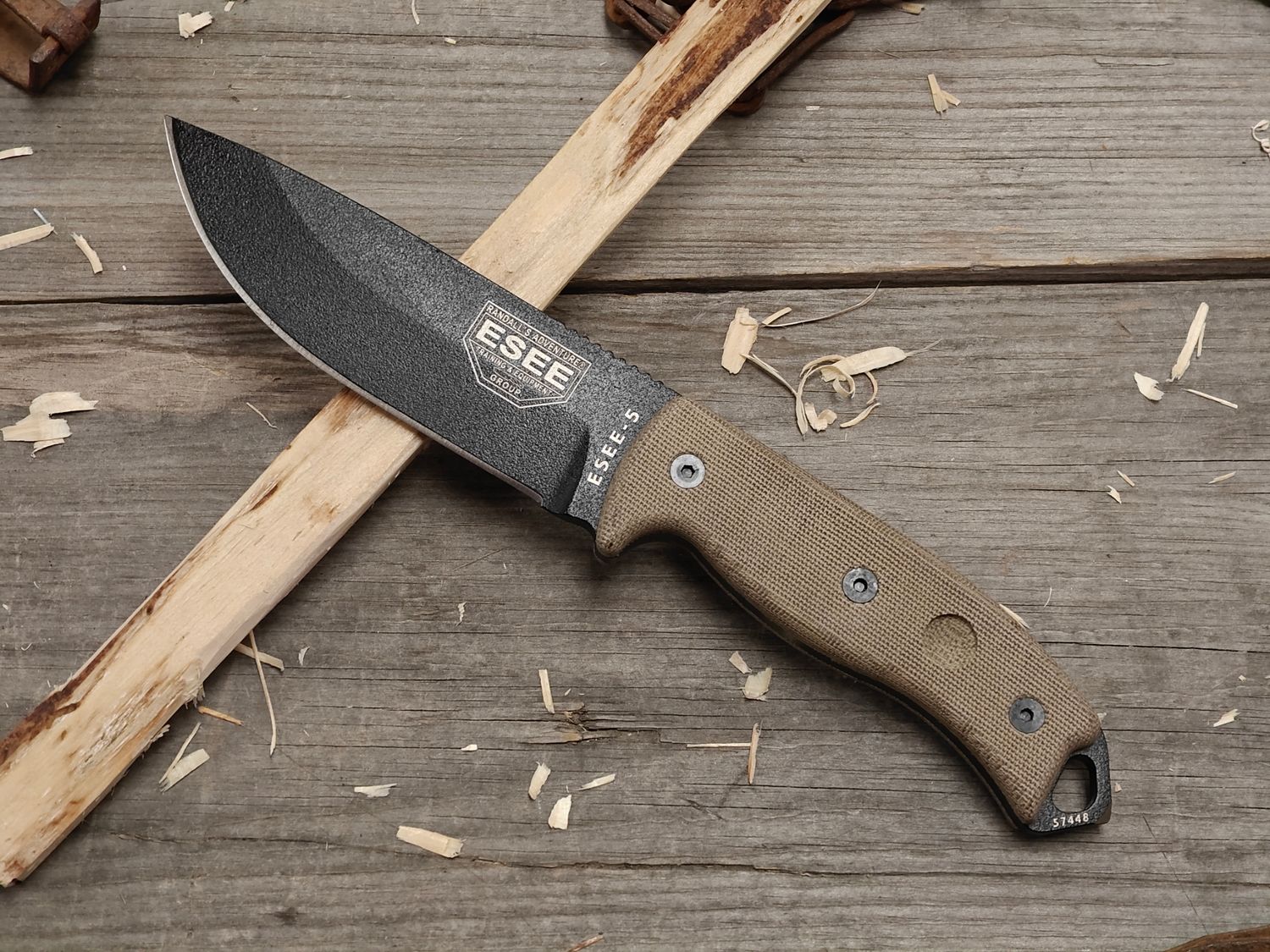 Esee Model 5 5.25&quot; Fixed Blade Knife / Natural Micarta / Black 1095 ( Pre Owned )