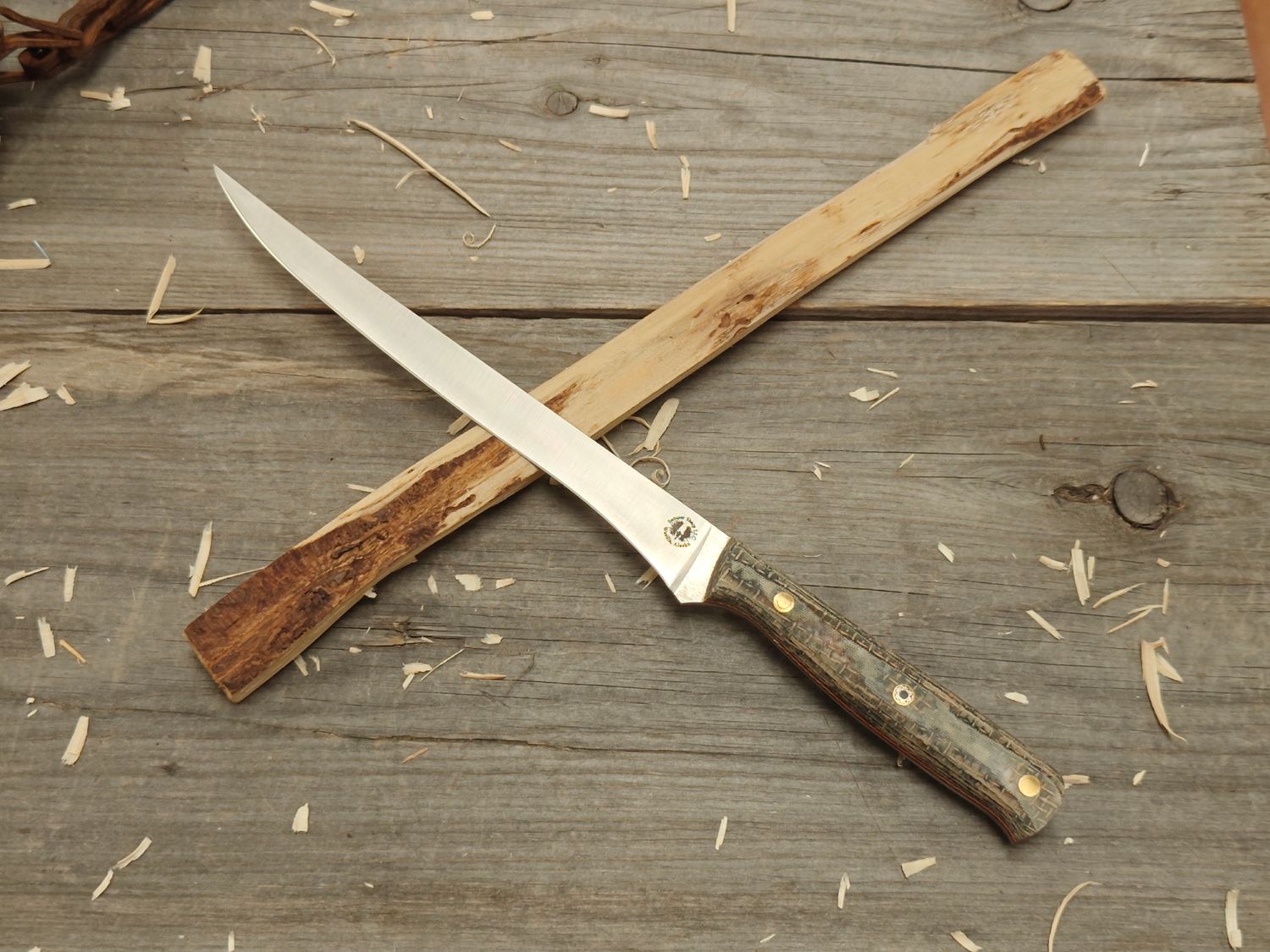 Semper Sharp 8.5&quot; Fillet / Repurposed Firehose Micarta w/ Orange and Black Liner / Satin S90V