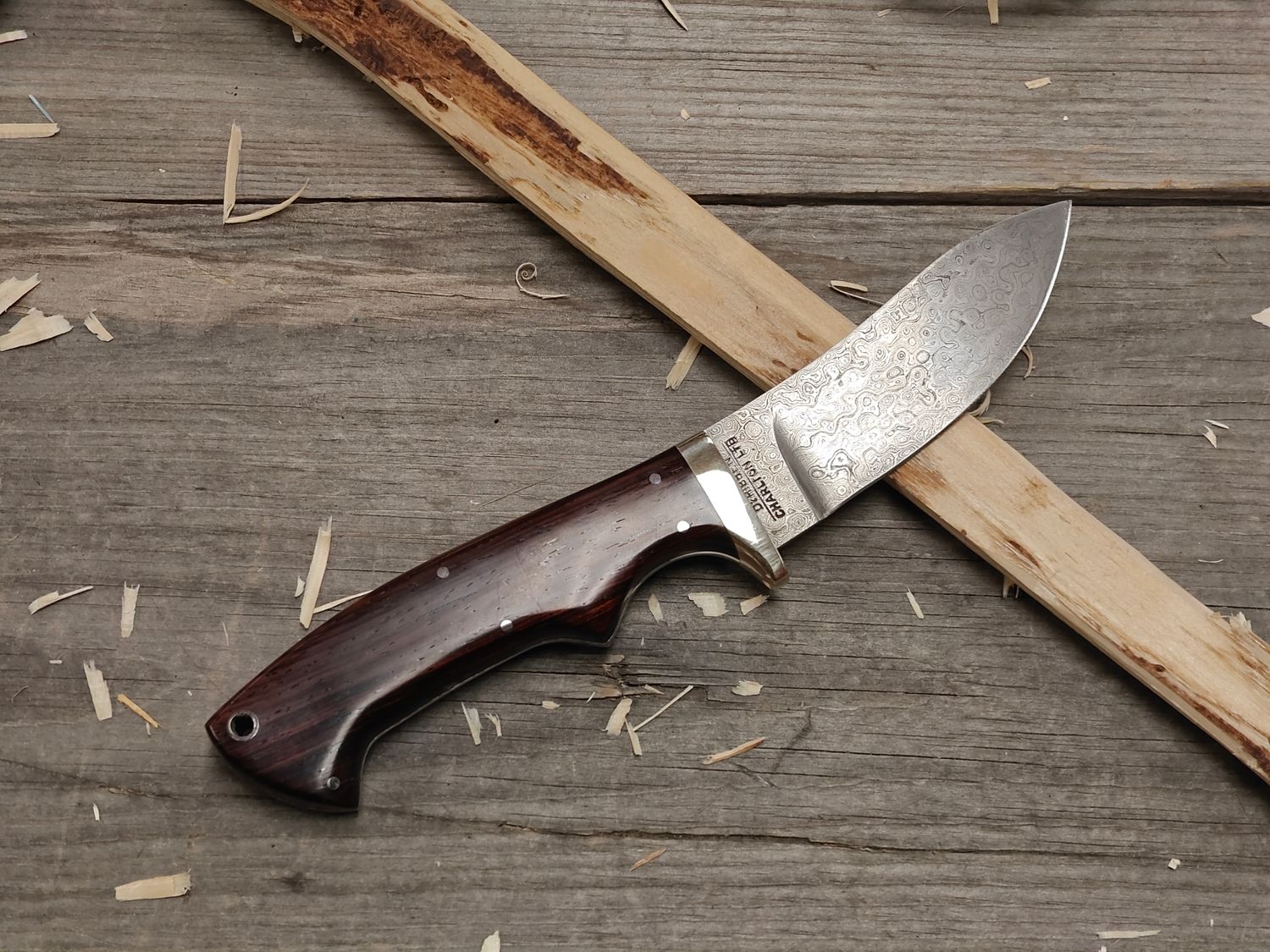 Charlton LTD D. Hibben #03 3.5&quot; Fixed Blade / Desert Ironwood / Damsacus (Pre-Owned)