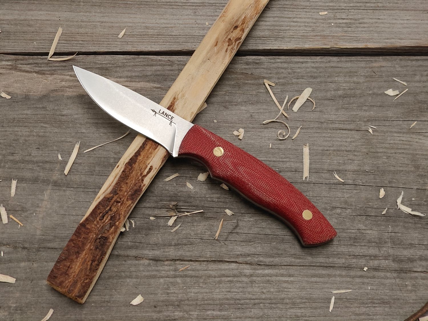 GNK &amp; Lance Knives Yentna 3.25&quot; Fixed Blade / Red Micarta / Stonewash AEB-L