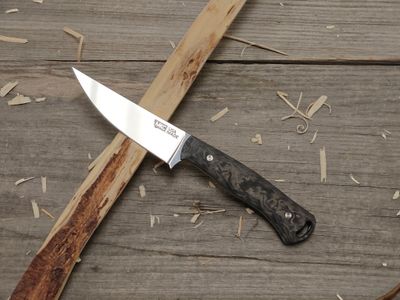 Montana Knife Co. SpeedGoat Ultra 3 3/4" Fixed Blade / Burled Carbon Fiber / Polished MagnaCut