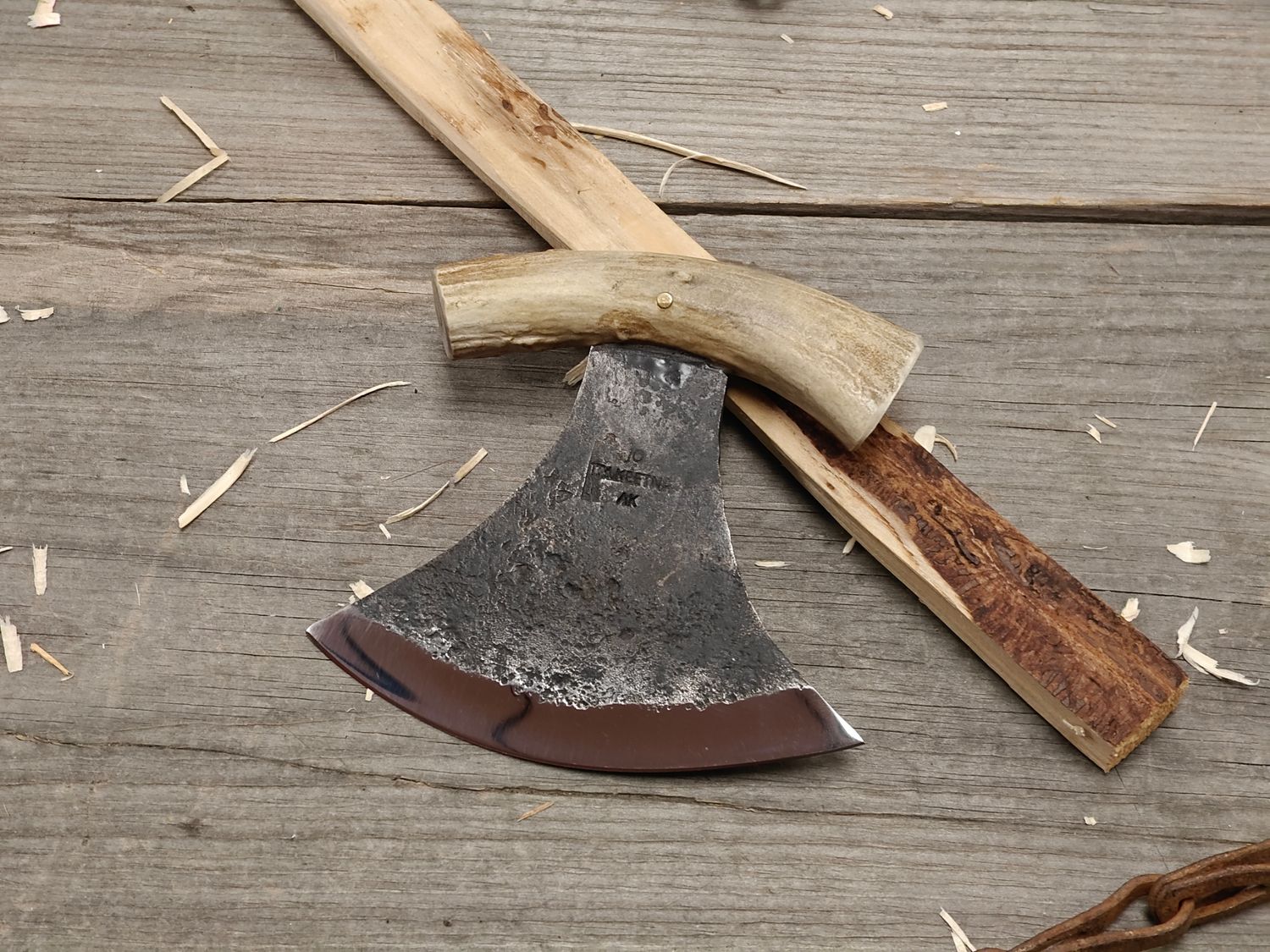 Jeff Owens Stag Handled Ulu / Forge Finished 5160