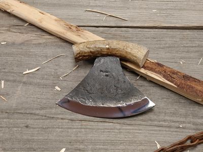 Jeff Owens Stag Handled Ulu / Forge Finished 5160