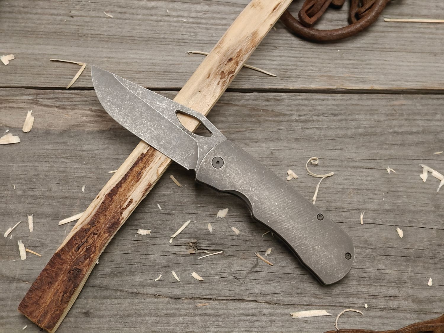 McNees Knives Dixons Frame Lock Folder / Stonewashed Titanium / Stonewashed Magnacut (Pre-Owned)