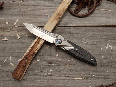 Microtech SOCOM Bravo 4" T/E Framelock Folder / Beadblast Titanium &amp; Carbon Fiber / Beadblast M390 (Pre-Owned)