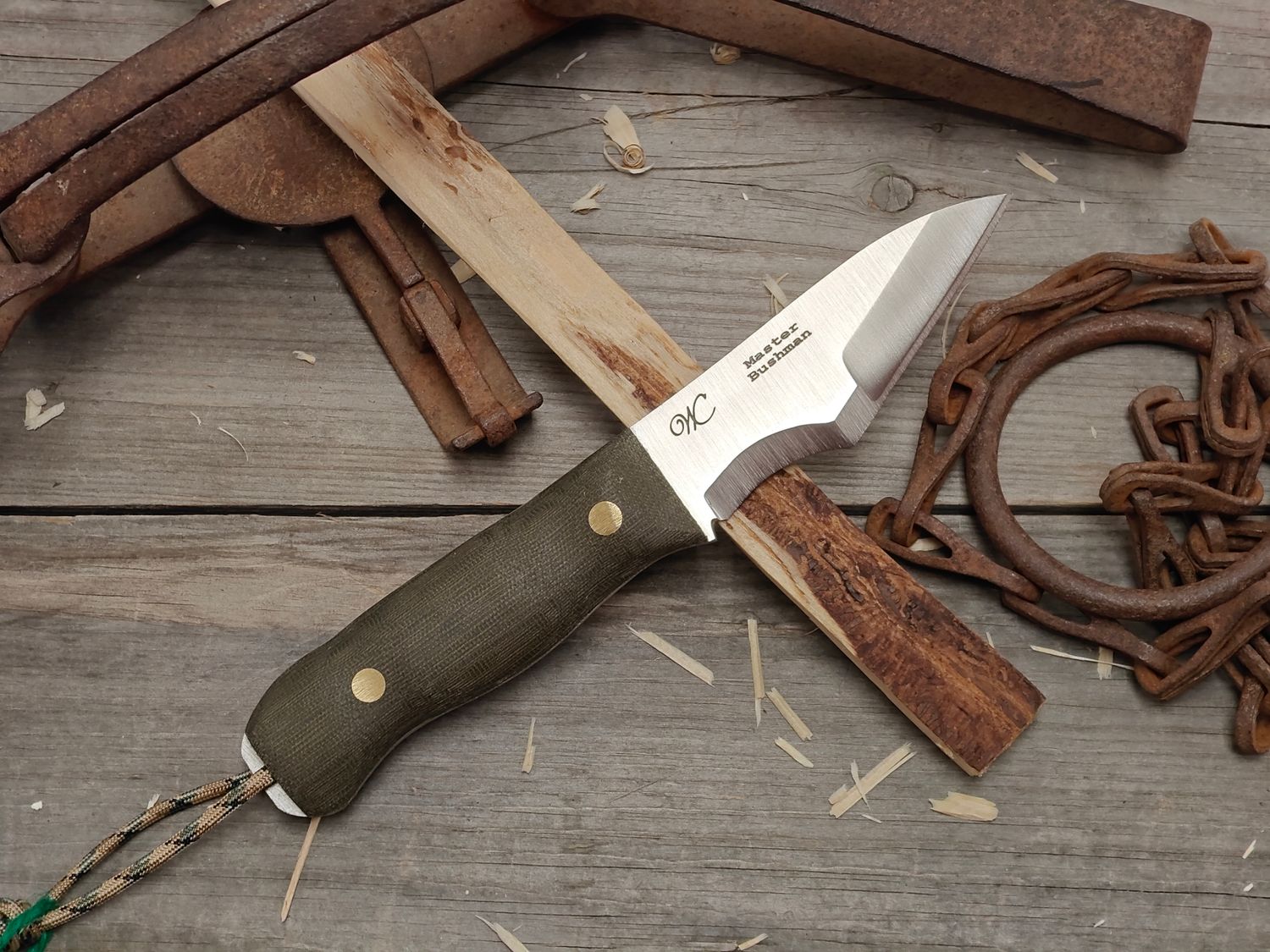 William Collins Master Bushman 4" Survival Knife / Green Micarta / Satin Nitro V