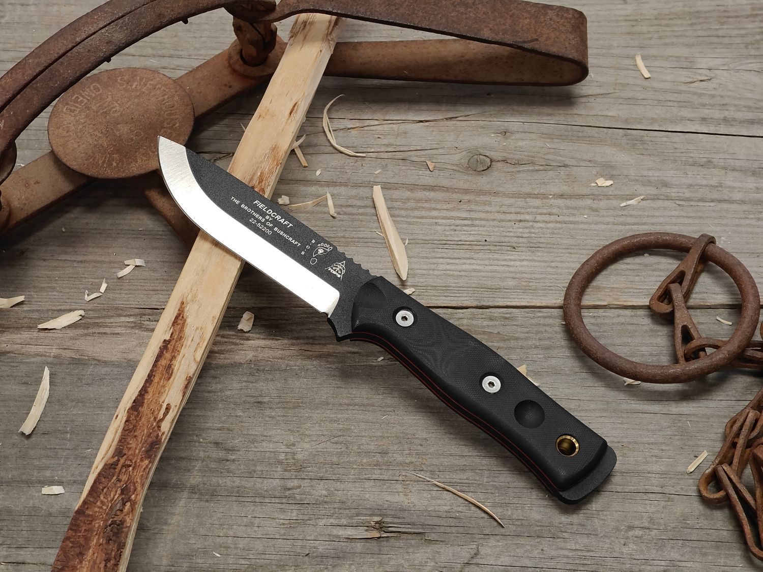 TOPS Knives BOB Brothers of Bushcraft Fieldcraft 4.5" Fixed Blade /  Black G10 / Black 1095