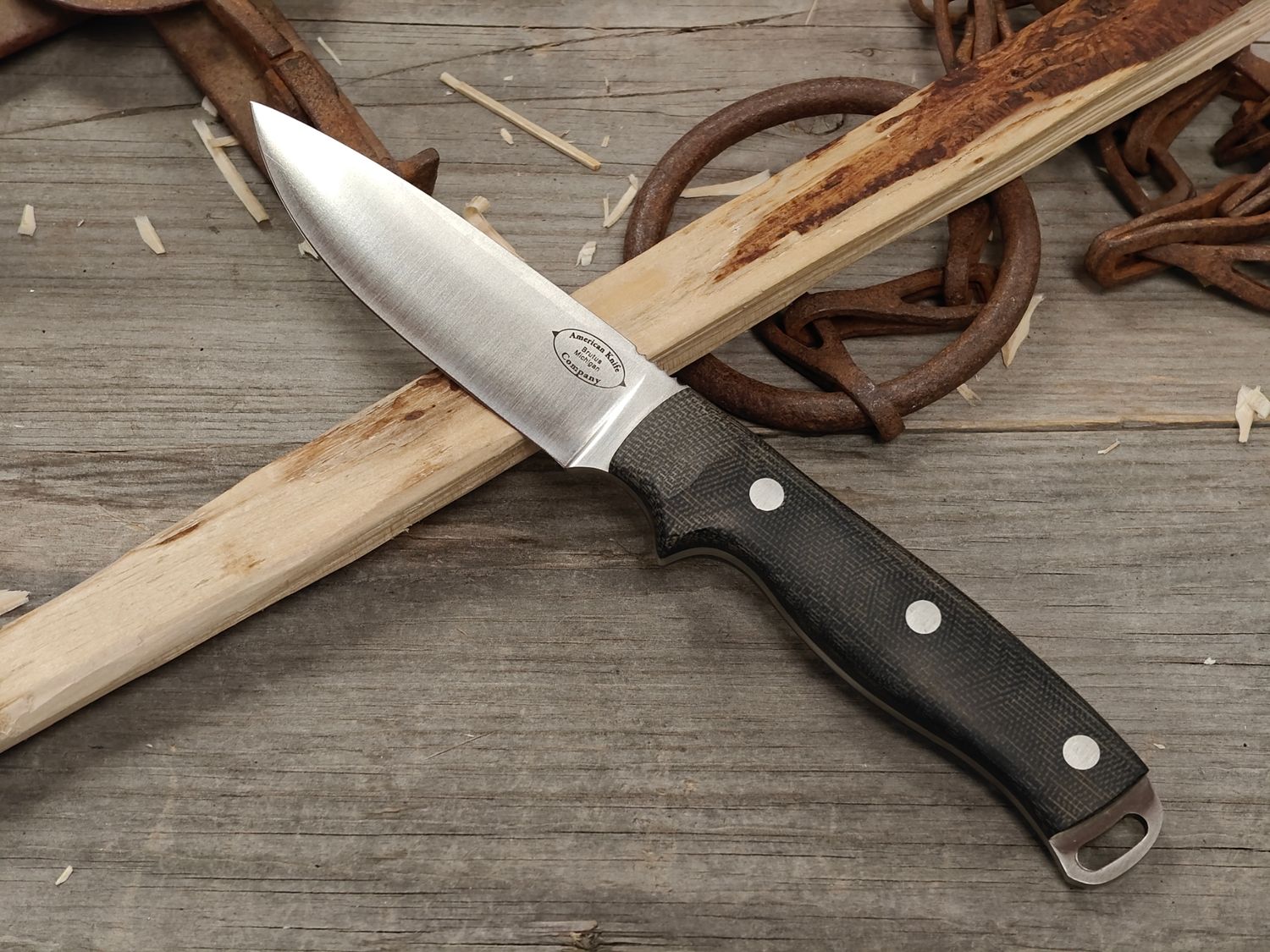 American Knife Company Shenandoah 4.25" Fixed Blade / Black Micarta / Satin A2 ( Pre Owned )