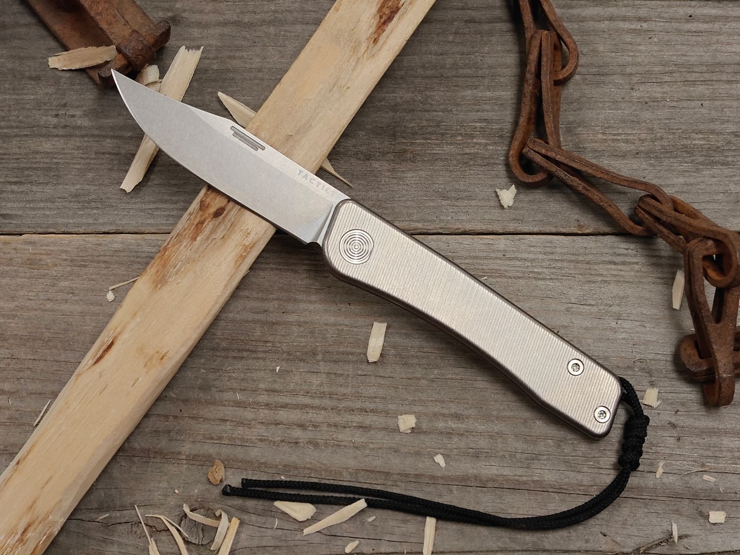 Tactile Knives Bexar 2.84" Slip Joint Folder / Milled Titanium / Stonewashed CPM-Magnacut