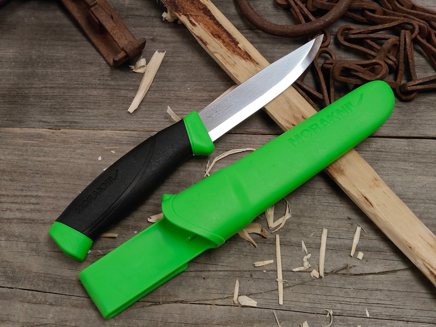 Mora Companion 4" Fixed Blade / Green &amp; Black Rubber / Satin Stainless Steel