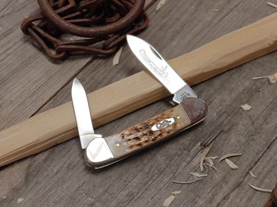 Case Canoe Folding Blades / Amber Jigged Bone / Polished Carbon Steel