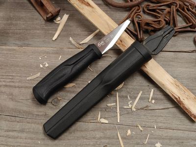 Mora Roeing &amp; Bleeding Knife / Black Plastic / Mirror Finish High Carbon