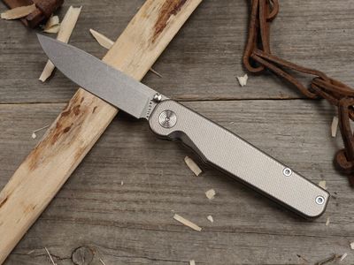 Tactile Knife Co. Rockwall Thumb Stud 3" Linerlock Folder / Machined Titanium / Stonewashed CPM-MagnaCut