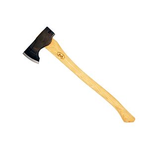 Council Tool / Wood-Craft Pack Axe With Leather Mask / 24" Curved Hickory Handle / 2lb 5160 Carbon Steel