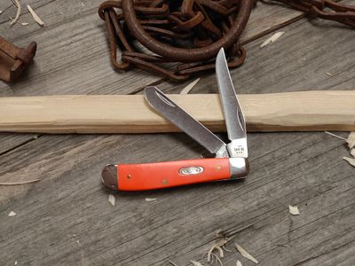 Case Mini Trapper 3.5" Slipjoint Knife / Orange Delrin / Polished Stainless Steel