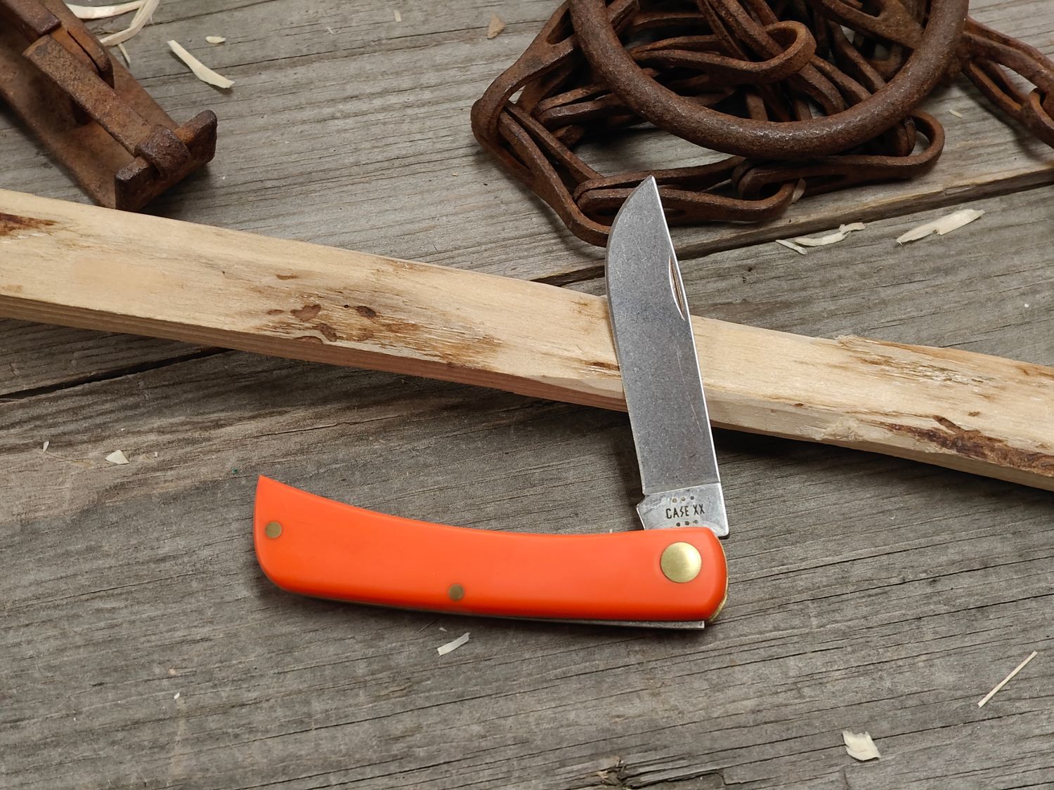 Case SOD Buster Jr 3.63" Slip Joint / Orange Synthetic / Satin Stainless Steel