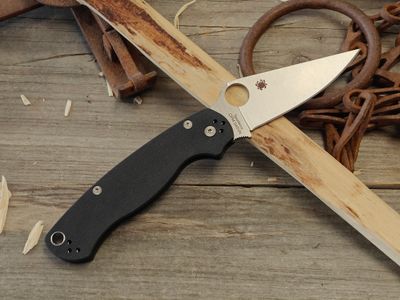 Spyderco Paramilitary 2 Left Handed 3.5" Compression Lock Blade / Black G10 / Satin CPM-S45VN