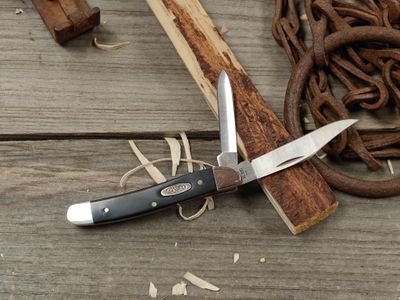 Case Texas Jack Knife 3.375" Slip Joint Knife / Jet Black Synthetic / Satin Tru-Sharp Stainless Steel