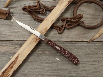 Case Working Barehead Slimline Trapper 4.125" Slipjoint / Brown Jigged Derlrin / Satin Stainless Steel