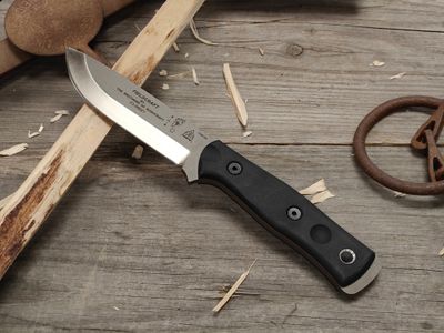 TOPS Knives BOB Brothers of Bushcraft Fieldcraft 4.5" Fixed Blade /  Black G10 &amp; Red Liners / Stonewashed 154CM