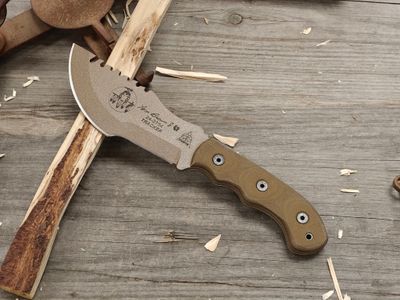 TOPS Knives Tom Brown Tracker #2 4.875"  Fixed Blade / Coyote Tan Micarta / Tan 1095